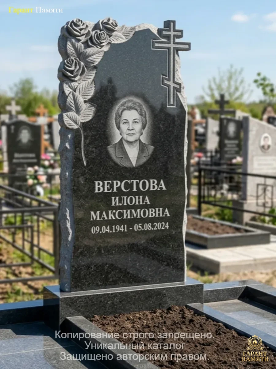 Памятник из гранита Розы с крестом 124